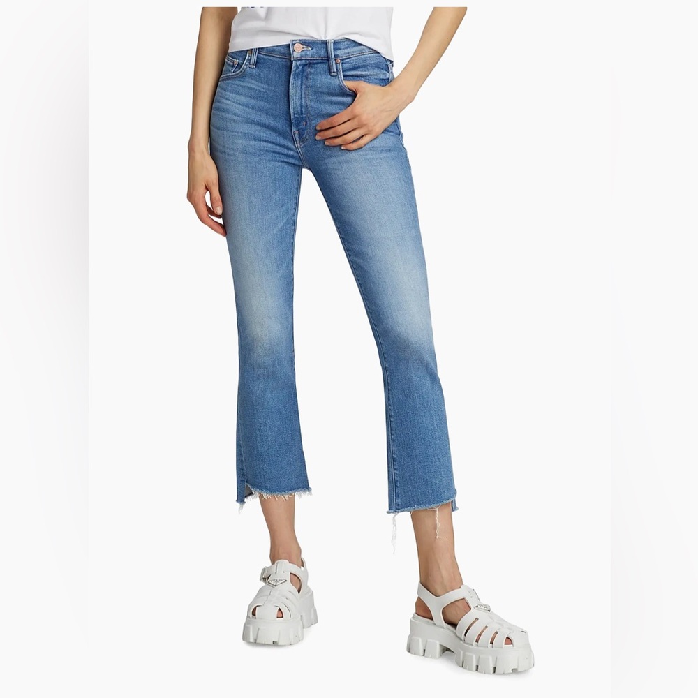 MOTHER the insider crop step fray - blue jeans
